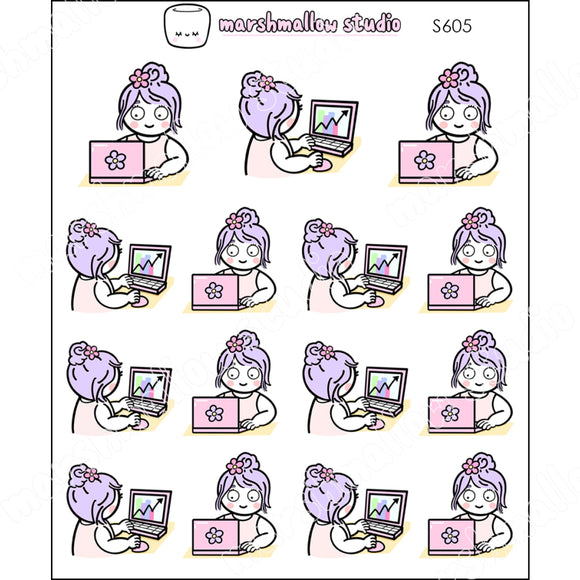WORKING DAY - DAISY - PLANNER STICKERS - S605 - Marshmallow Studio