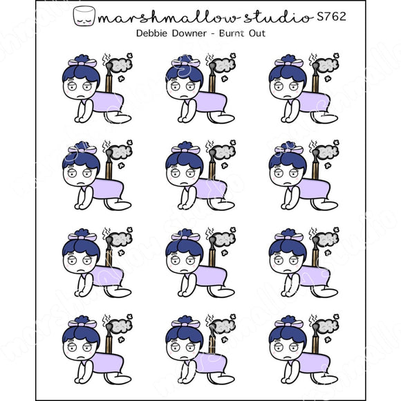 DEBBIE DOWNER - BURNT OUT - PLANNER STICKERS - S762 - Marshmallow Studio