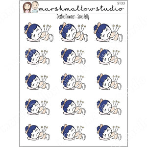 DEBBIE DOWNER - SORE BELLY - PLANNER STICKERS S133 - Marshmallow Studio