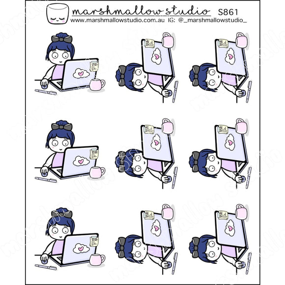 DEBBIE DOWNER - WORK FROM HOME - PLANNER STICKERS - S861 - Marshmallow Studio
