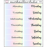 EC DATE COVERS - RAINBOW DAYS - PLANNER STICKERS S32 - Marshmallow Studio
