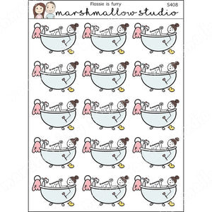 FLOSSIE IS FURRY - PLANNER STICKERS - S408 - Marshmallow Studio