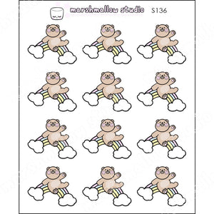FRECKLE BEAR - OVER THE RAINBOW - PLANNER STICKERS - S136 - Marshmallow Studio