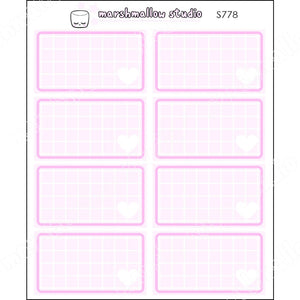 FULL PINK GRID BOXES - BASICS - PLANNER STICKERS - S778 - Marshmallow Studio