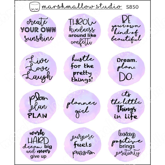 LITTLE WATERCOLOUR QUOTES - PLANNER STICKERS - S850 - Marshmallow Studio