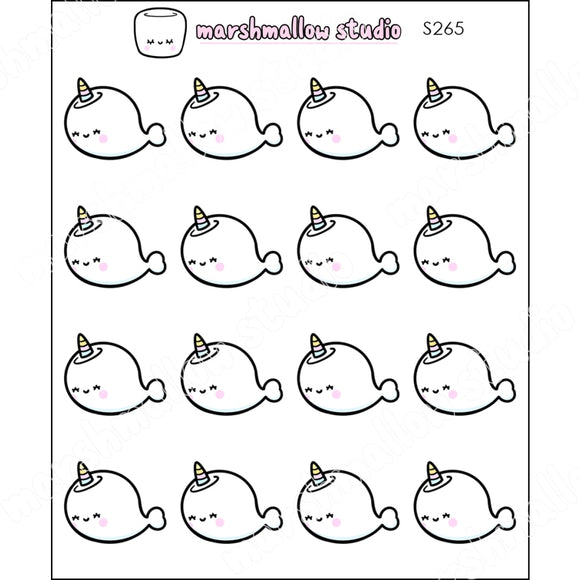 MARWHALE (COCOA THE NARWHALE) - PLANNER STICKERS - S265 - Marshmallow Studio