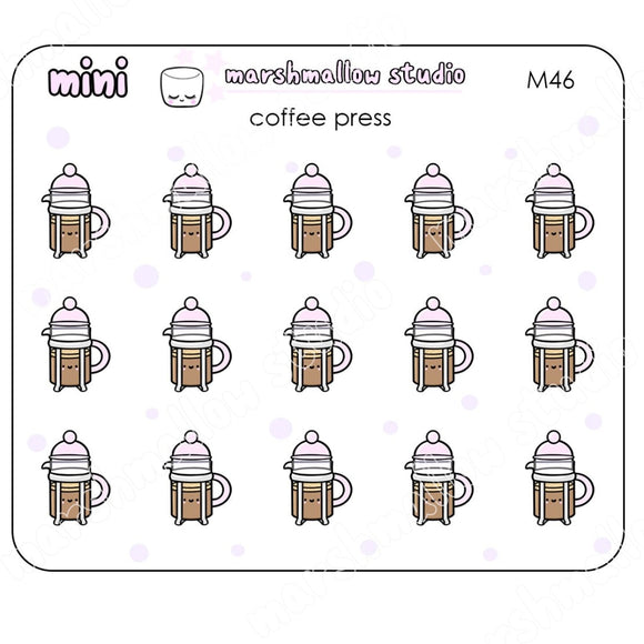 MINI COFFEE PRESS - MINI PLANNER STICKERS - M46 - Marshmallow Studio