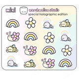 MINI STICKERS - HAPPY GO LUCKY HOLOGRAPHIC - PLANNER STICKERS - SPECIAL EDITION - Marshmallow Studio