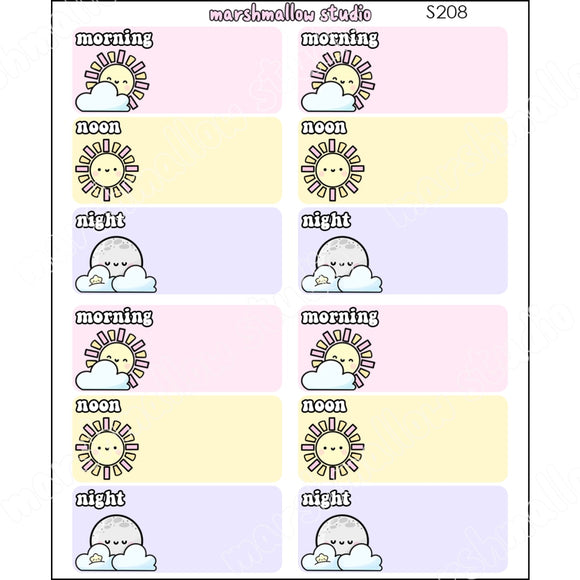 MORNING / NOON / NIGHT - FULL BOXES - PLANNER STICKERS - S208 - Marshmallow Studio
