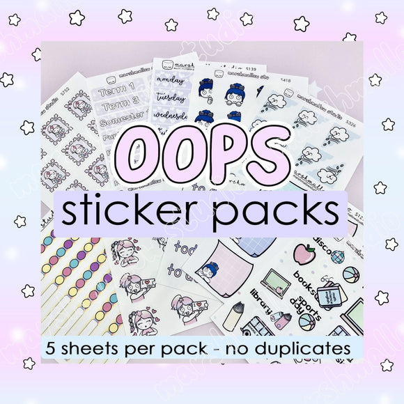 *OOPS STICKER PACK* - 5 SHEETS - Marshmallow Studio