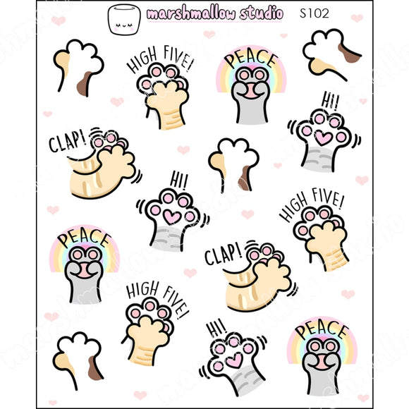 POSITIVE PAWS - PLANNER STICKERS - S102 - Marshmallow Studio