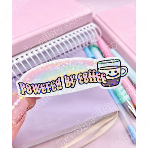 POWERED BY COFFEE - HOLO STICKER FLAKE - LIMITED EDITION - Marshmallow Studio
