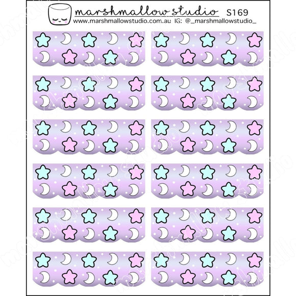 SCALLOPED HEADERS - LILAC STAR - PLANNER STICKERS - S169 - Marshmallow Studio