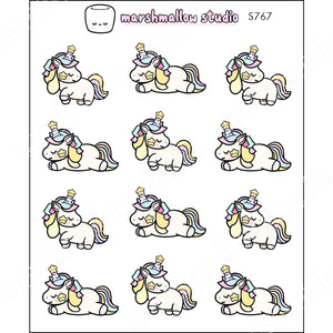 SQUISHY UNICORN - PLANNER STICKERS - S767 - Marshmallow Studio