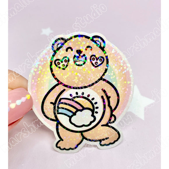 STICKER FLAKE - FRECKLE CARE BEAR (HOLOGRAPHIC) - LIMITED EDITION - Marshmallow Studio