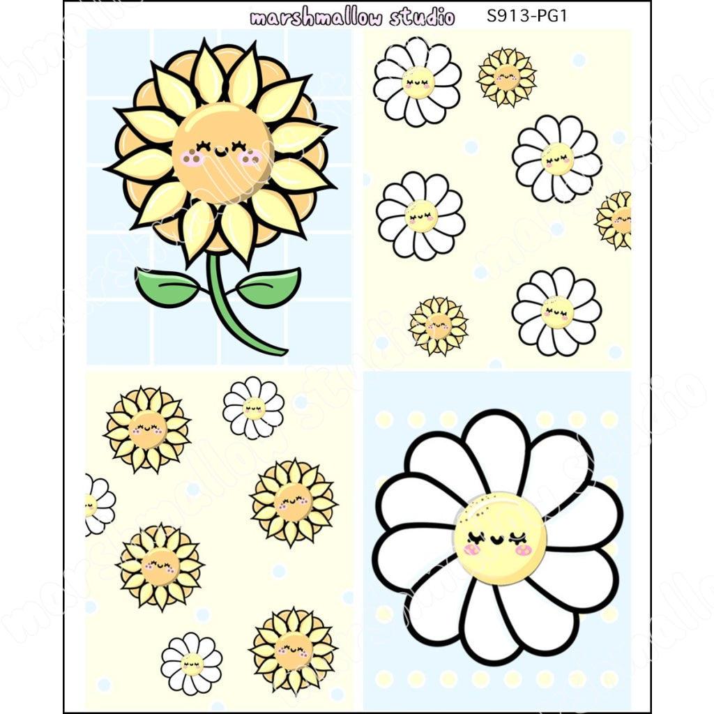 SUNFLOWERS & SUNSHINE - STICKER KIT - PLANNER STICKERS - S913 (5 PGS)